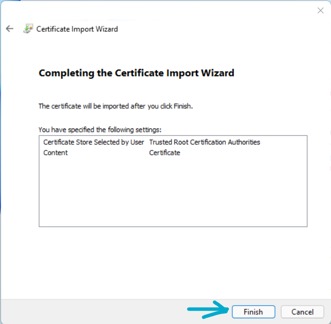 Finishing the certificate installer