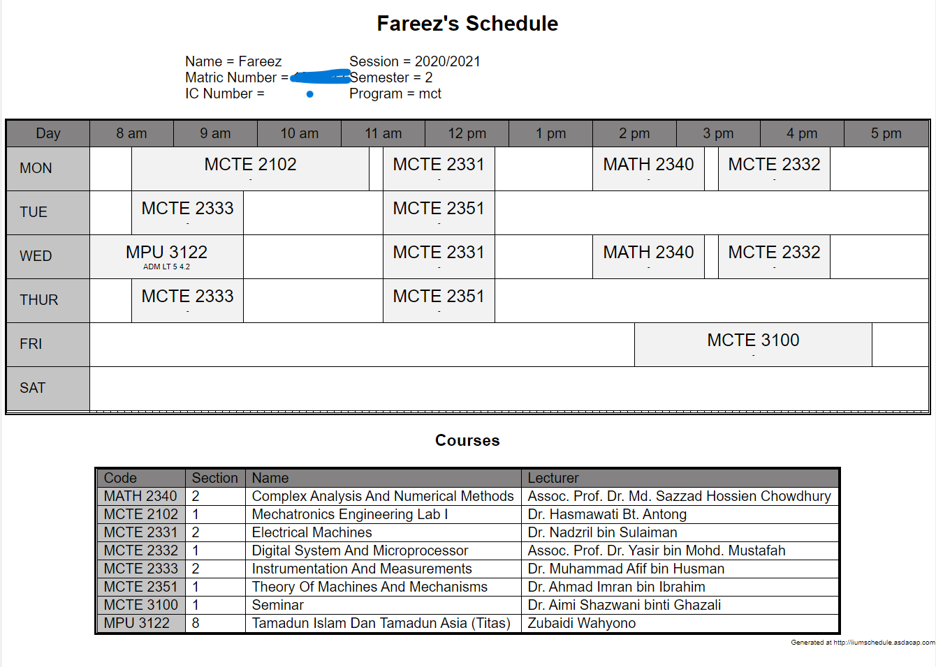 My asdacap&#39;s schedule